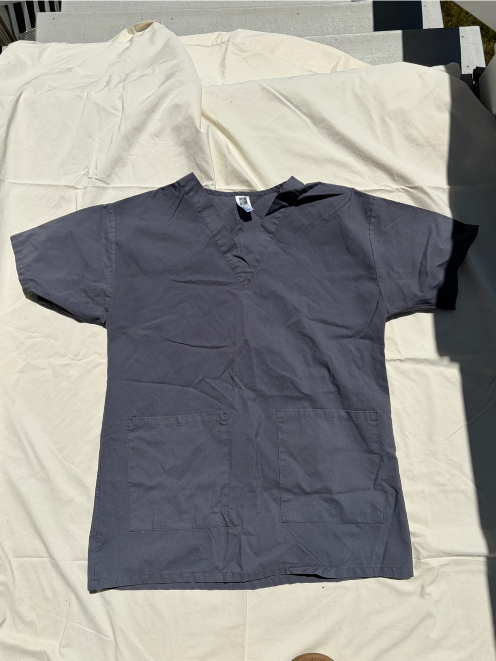 Women’s Flat Front Scrub Top — Charcoal